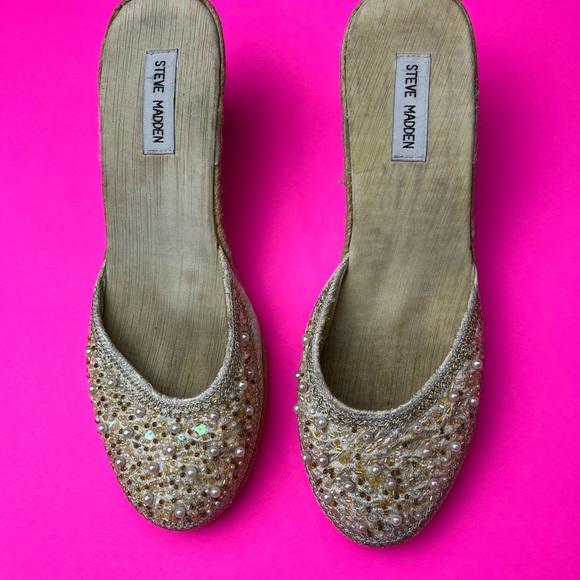 Steve Madden Women’s Beautiful Bommbay Slip On Wedge Espadrille Sandals Size 10B - Picture 2 of 7